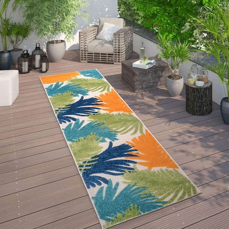 World Rug Gallery Amalfi Contemporary Tropical Floral Indoor/Outdoor Runner Rug 2' x 7' Multi 8013MULTI2X7